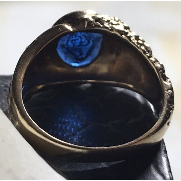 Vintage 14k Yellow Gold Blue Stone Masonic Ring Mason  Vintage  7 Grams Size 9 - Picture 6 of 12